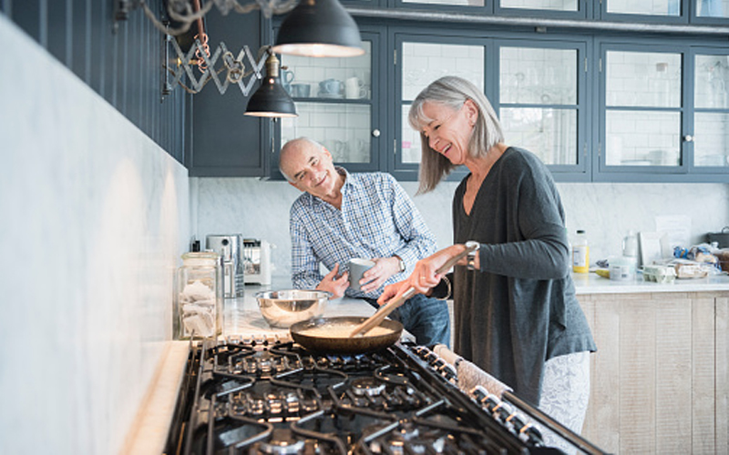 mature couple in the kitchen
