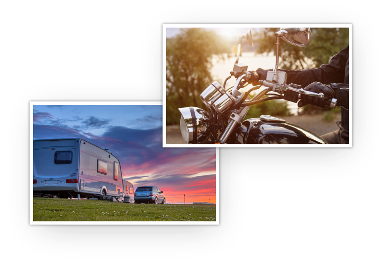 Motorcycle and RV camper