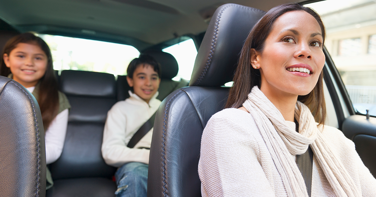 family in car