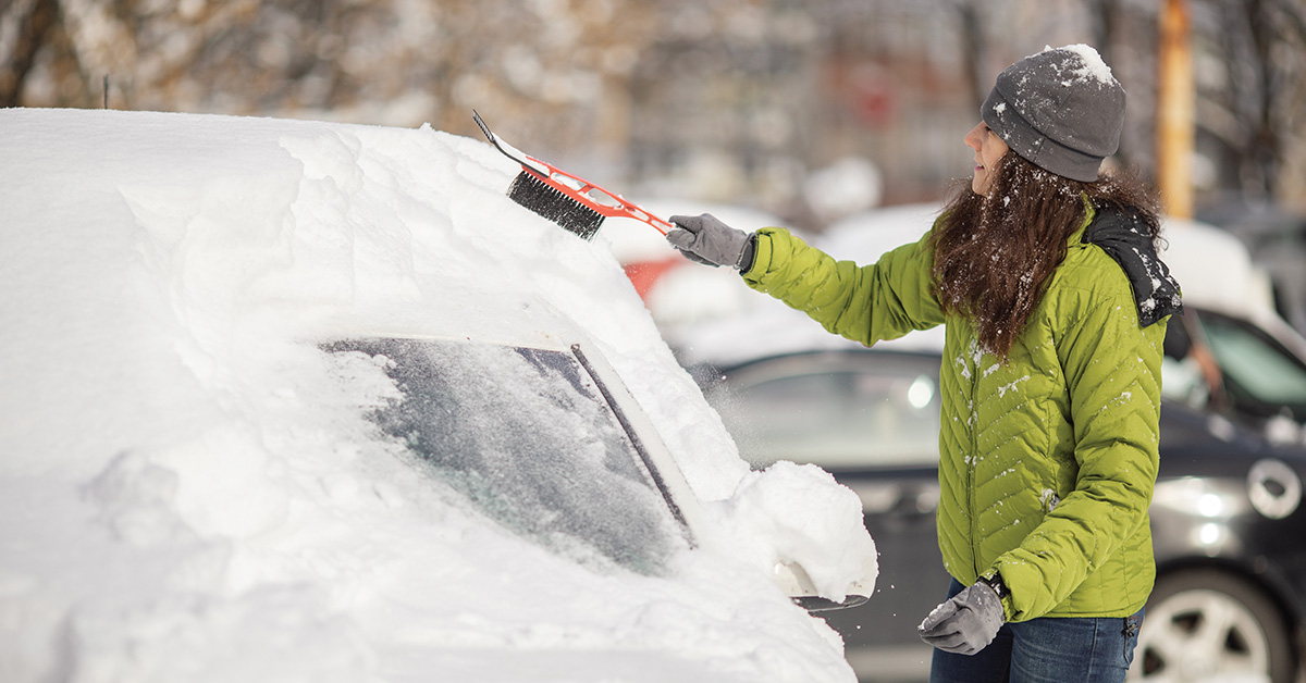 Clearing snow in the winter