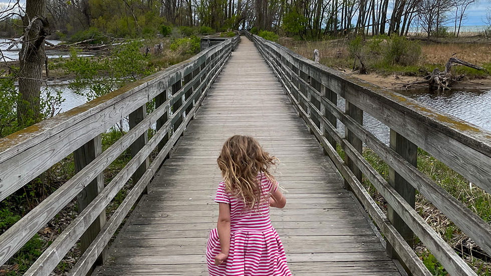 Sophie Taleghani explores a boardwalk