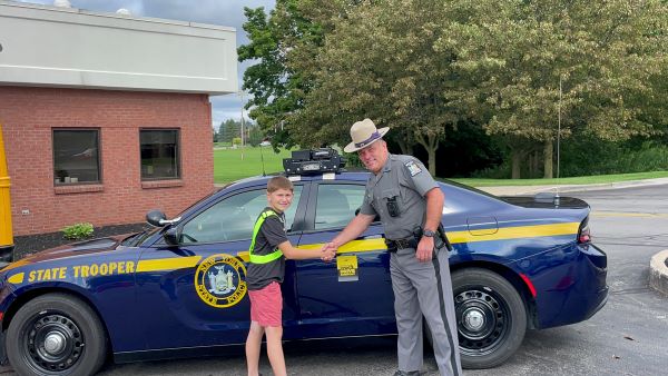 AAA Safety Patroller Owen Bell and NYS Trooper Jason Klewicki